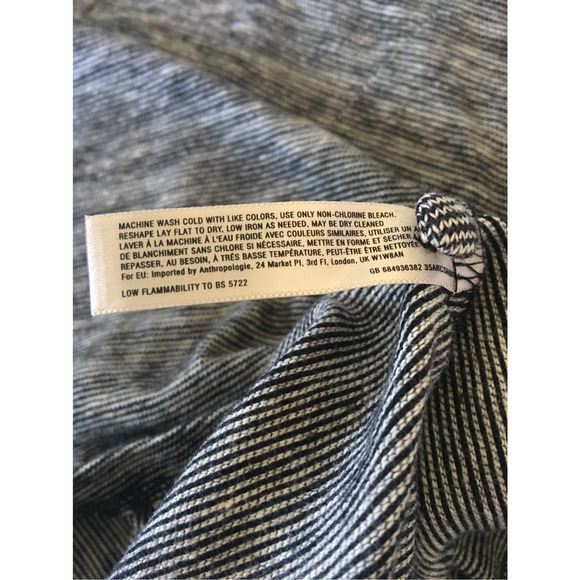 Anthropologie Lilka Size Medium Space Dye Esme Dress Navy Blue White Lace Detail - Picture 11 of 12